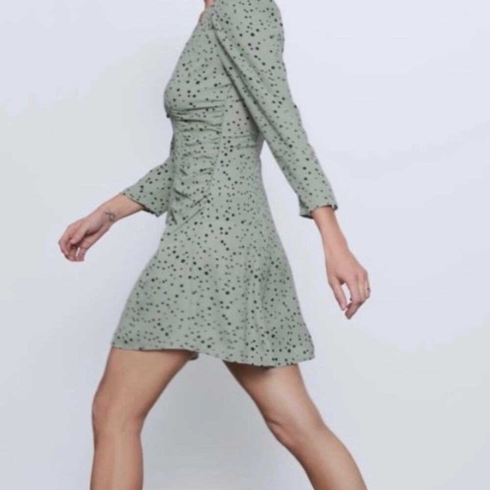NWT Mint Polka Dot Ruffle Zara Blogger Favorite Dress SZ M
